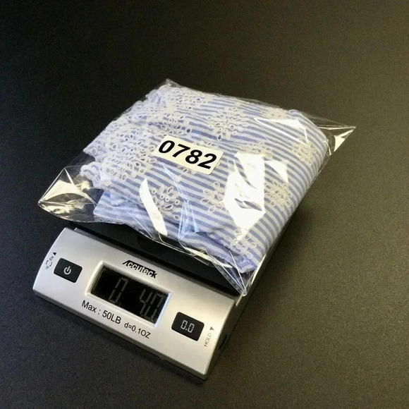 LOFT Womens Light Blue White Striped Embroidered Eyelet Square Neck Blouse Small - Picture 8 of 9